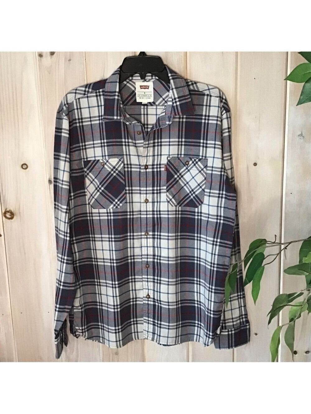 Levi's Mens Plaid Button Down Shirt Medium